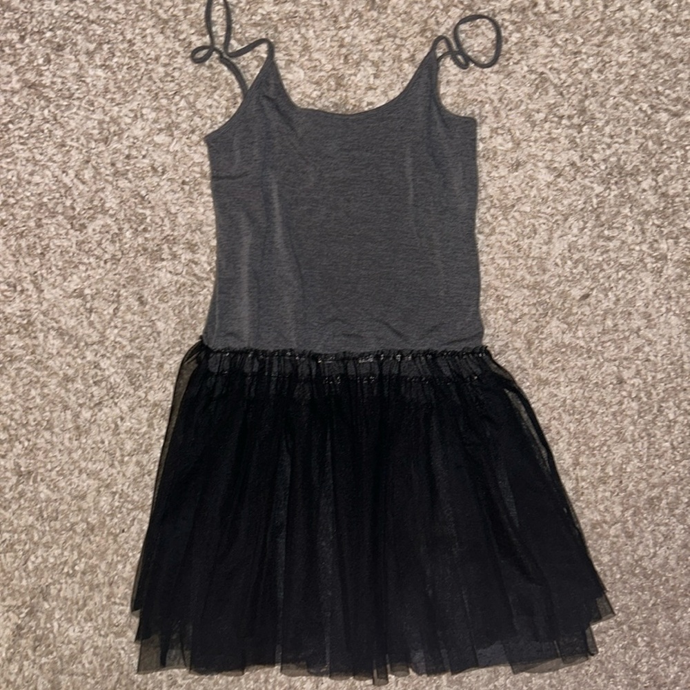 Free People Intimately Gray and Black Tulle Tutu Mini Dress